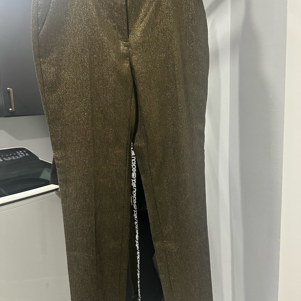 Slimsation By Multiples Metallic Olive Skinny Pants